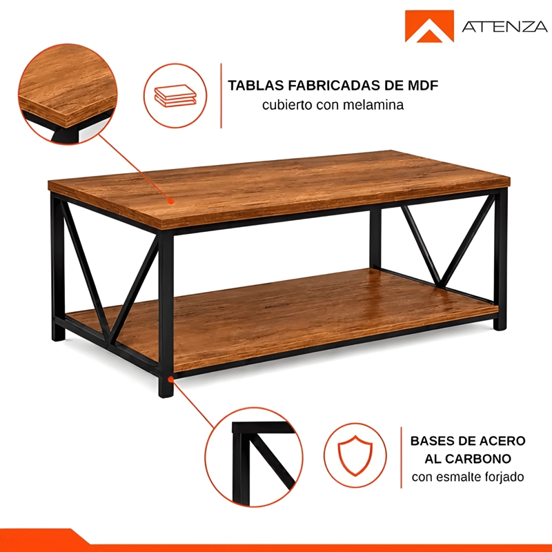 MESA DE CENTRO 2 NIVELES 120X60X45CM MINIMALISTA DECORATIVA - 1
