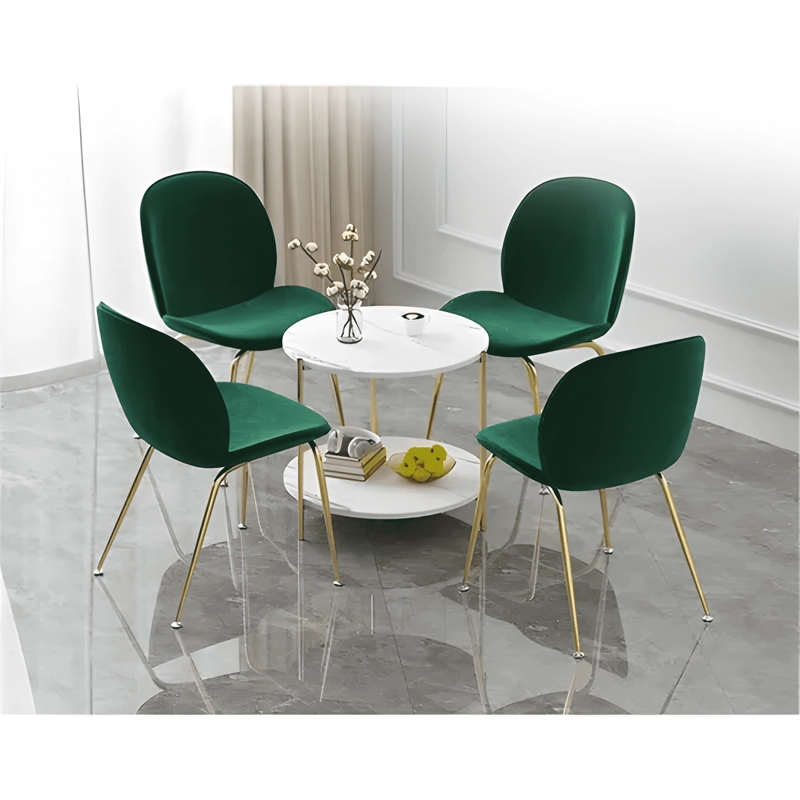 MESA AUXILIAR REDONDA 2 NIVELES MDF METAL 40X61 CM DORADO - 2