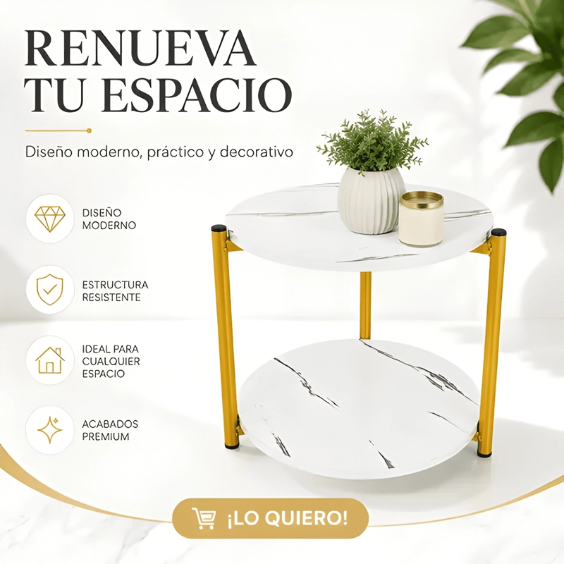 MESA AUXILIAR REDONDA DECORATIVA PARA SALA DE ESTAR 2 #1 - 2