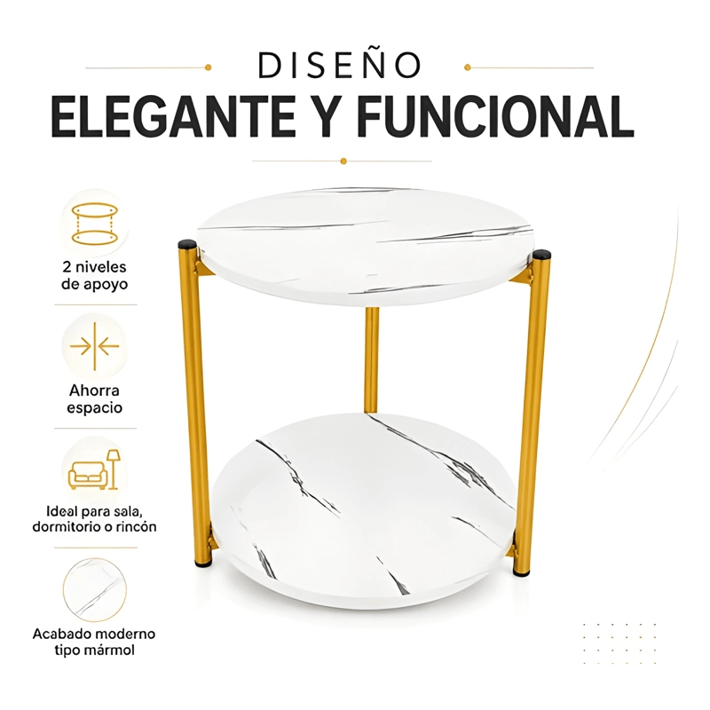 MESA AUXILIAR REDONDA DECORATIVA PARA SALA DE ESTAR 2 #1 - 3