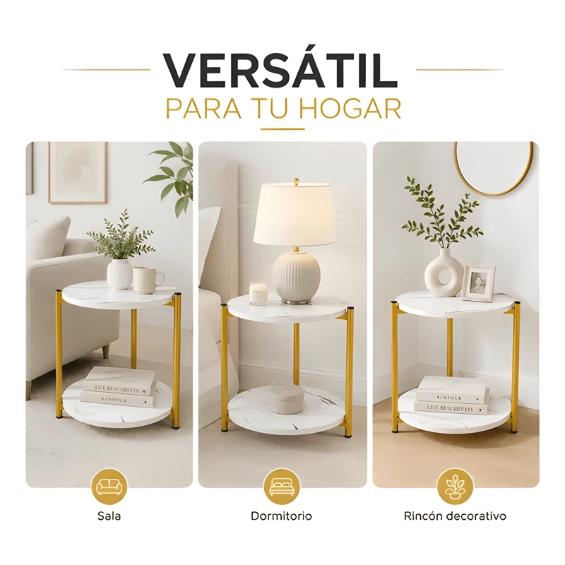 MESA AUXILIAR REDONDA DECORATIVA PARA SALA DE ESTAR 2 #1 - 4