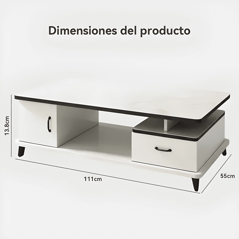 MESA DE CENTRO ROHE 100X48X41 CM CON CAJON Y PUERTA - 1
