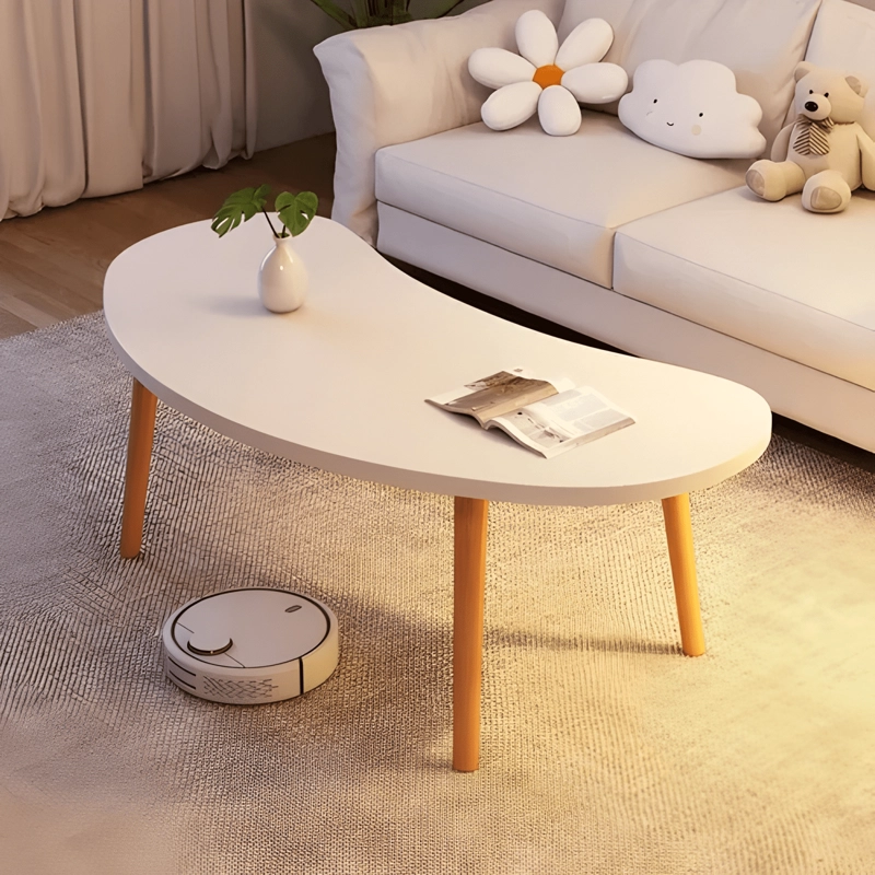 MESA DE CENTRO OVALADA 76X37X42 CM COLOR BLANCO - 3