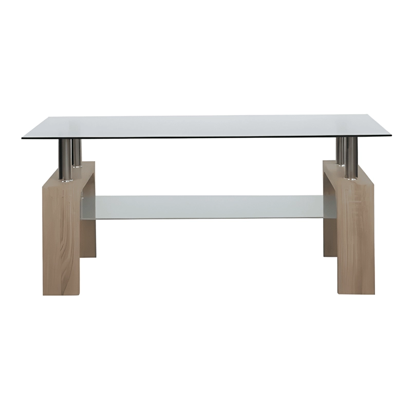 MESA DE CENTRO DE VIDRIO RECTANGULAR 100CM MARRON CLARO - 1
