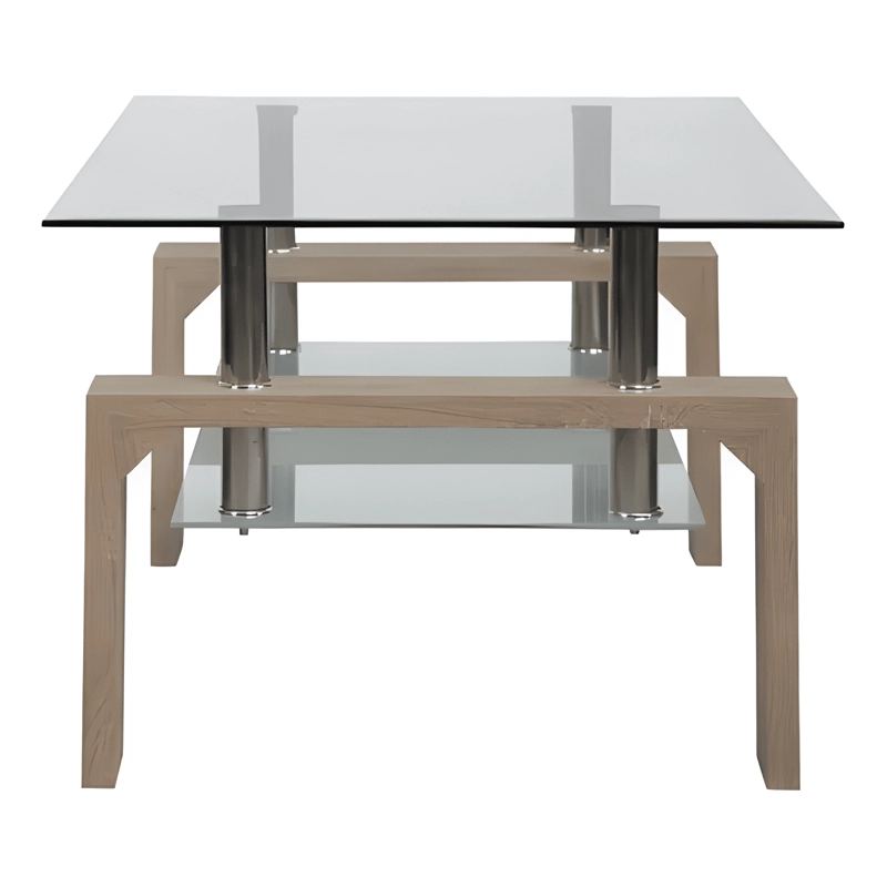 MESA DE CENTRO DE VIDRIO RECTANGULAR 100CM MARRON CLARO - 3