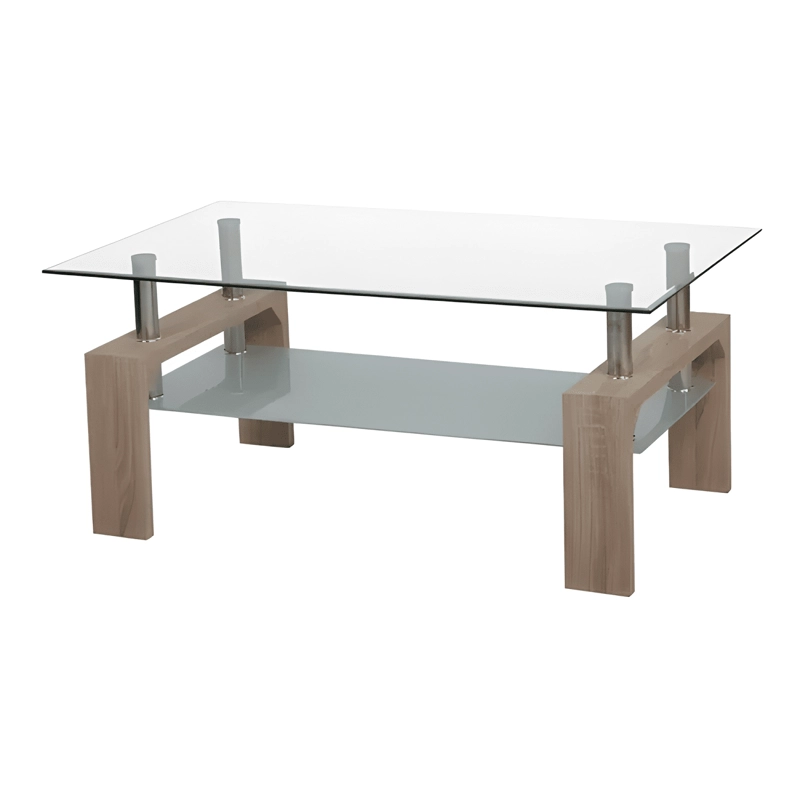 MESA DE CENTRO DE VIDRIO RECTANGULAR 100CM MARRON CLARO - 4
