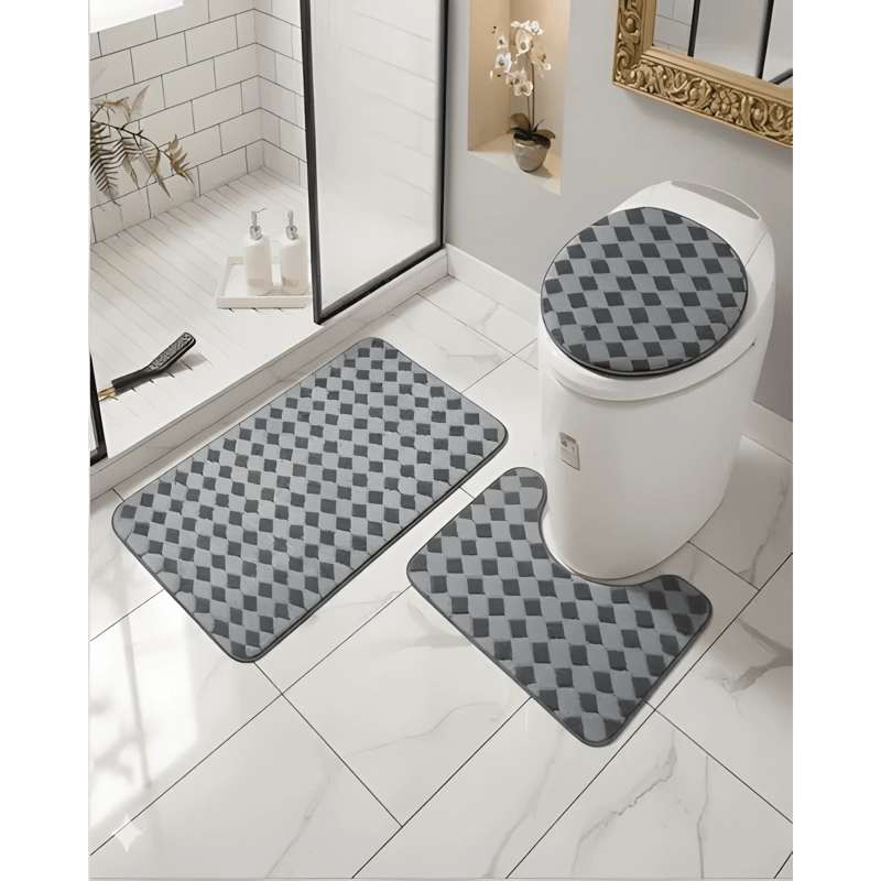 JUEGO DE ALFOMBRAS DE BAÑO 3 PIEZAS SUAVES Y ABSORBENTES #9 - 1