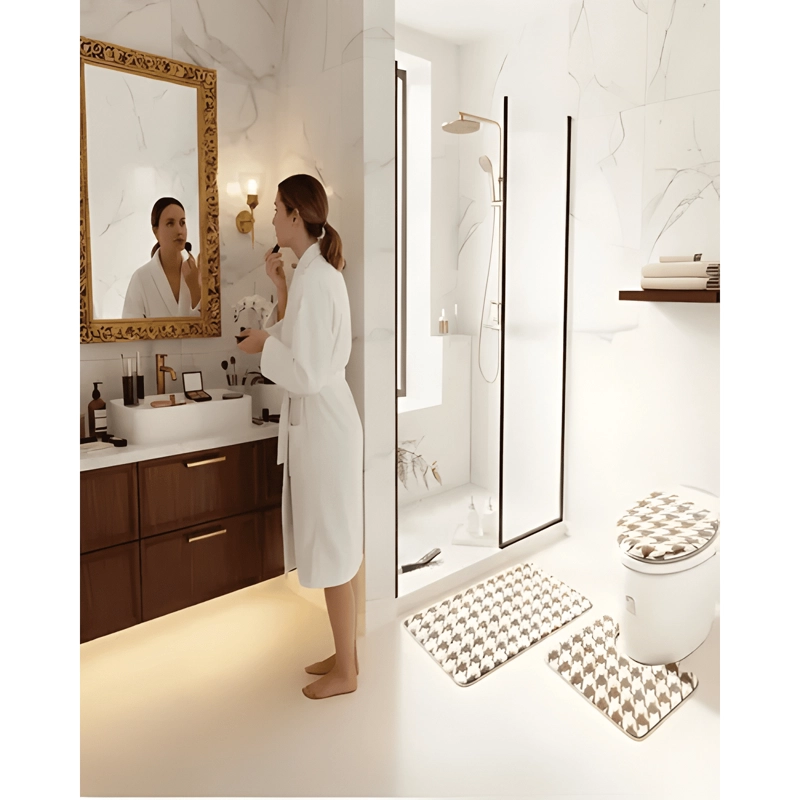 JUEGO ALFOMBRA DE BAÑO 3 PIEZAS PREMIUM DISEÑOS ULTRA SUAVE - 2