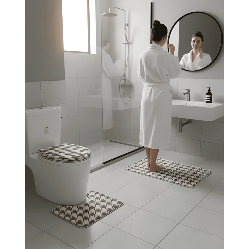 JUEGO ALFOMBRA DE BAÑO 3 PIEZAS PREMIUM DISEÑOS ULTRA SUAVE - 3