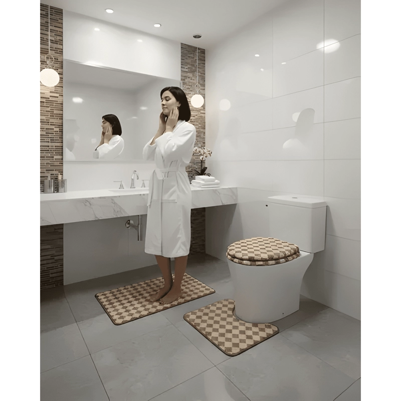 JUEGO DE ALFOMBRAS DE BAÑO 3 PIEZAS SUAVES Y ABSORBENTES #1 - 2
