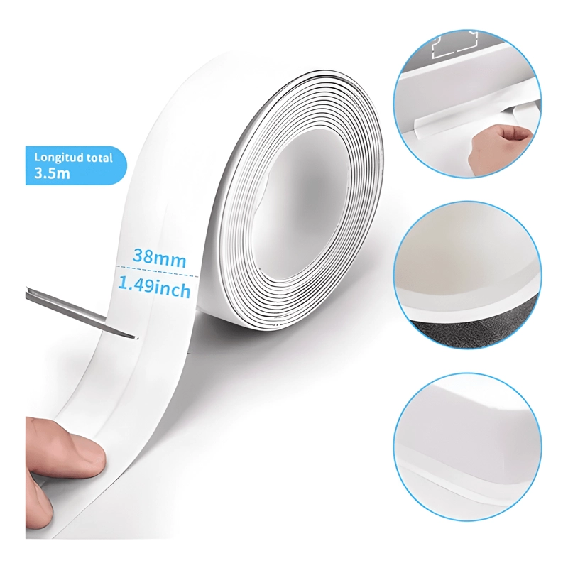 TIRA SELLADO BAÑO IMPERMEABLE DUCHA CALAFATEO CINTA ADHESIVA - 1