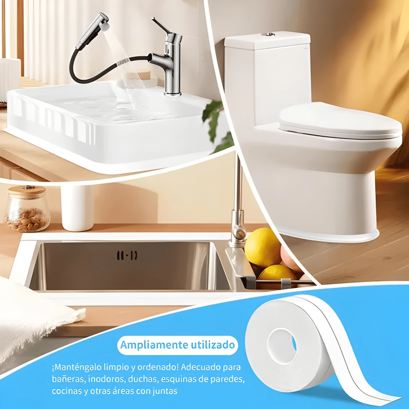 TIRA SELLADO BAÑO IMPERMEABLE DUCHA CALAFATEO CINTA ADHESIVA - 4