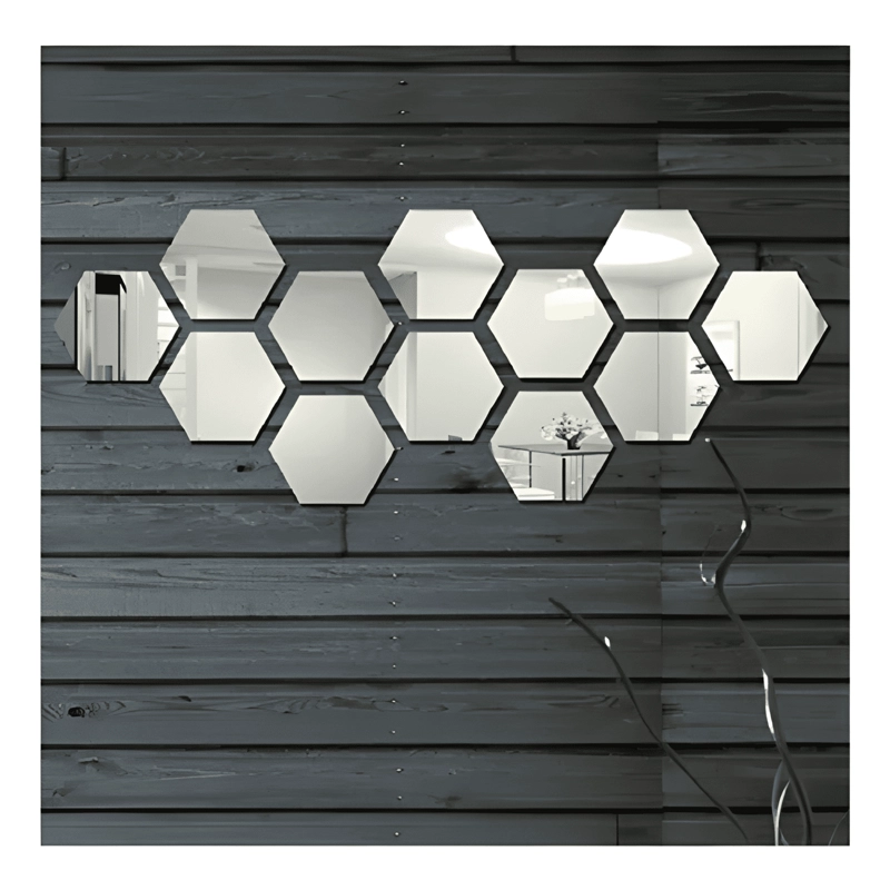 PACK 12 ESPEJOS ADHESIVOS EN ACRILICO HEXAGONAL DECORATIVO - 2