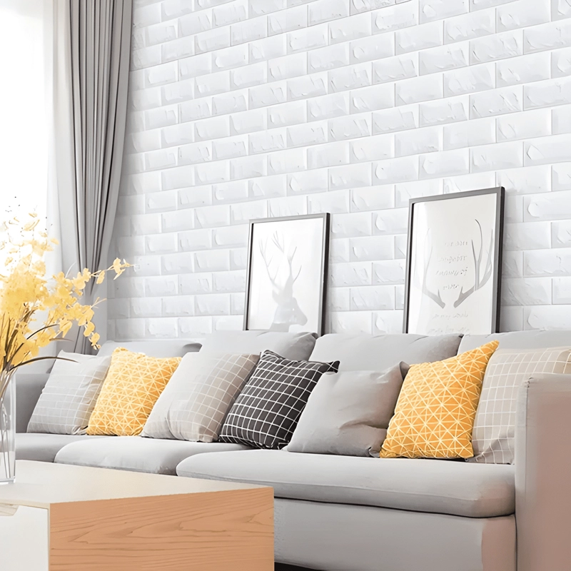 PANEL ADHESIVO PARED RSA 3D EFECTO LADRILLO 70X77CM BLANCO - 2
