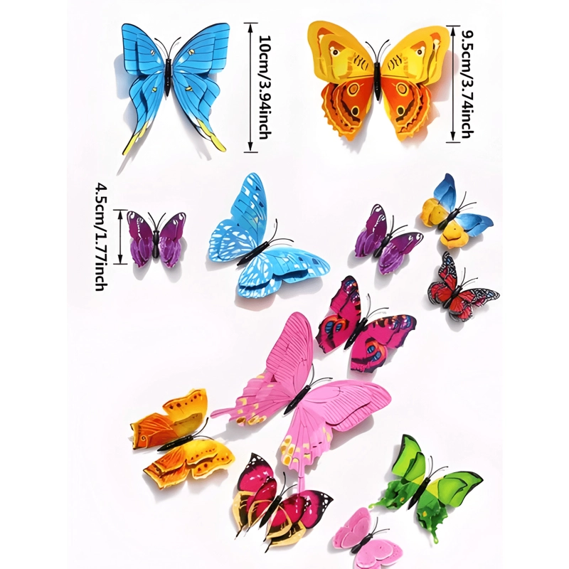 MARIPOSAS 3D PEGATINAS PARED, 12 UDS. DECORAR COLORES VARIOS - 1