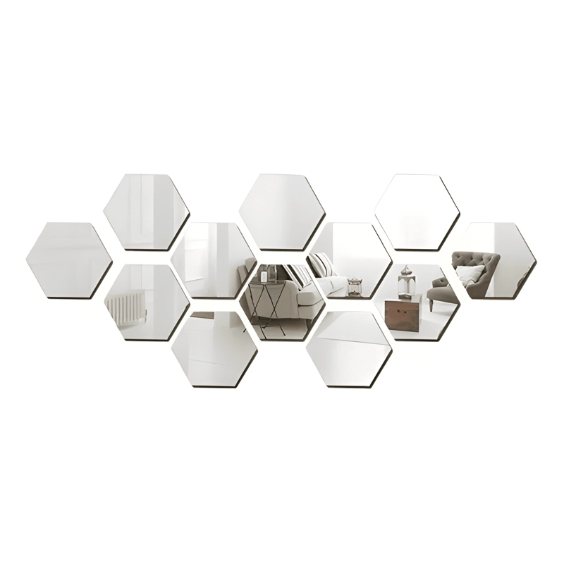 PACK X15 VINILO ESPEJO PARED ADHESIVO HEXAGONAL DECORATIVO - 1