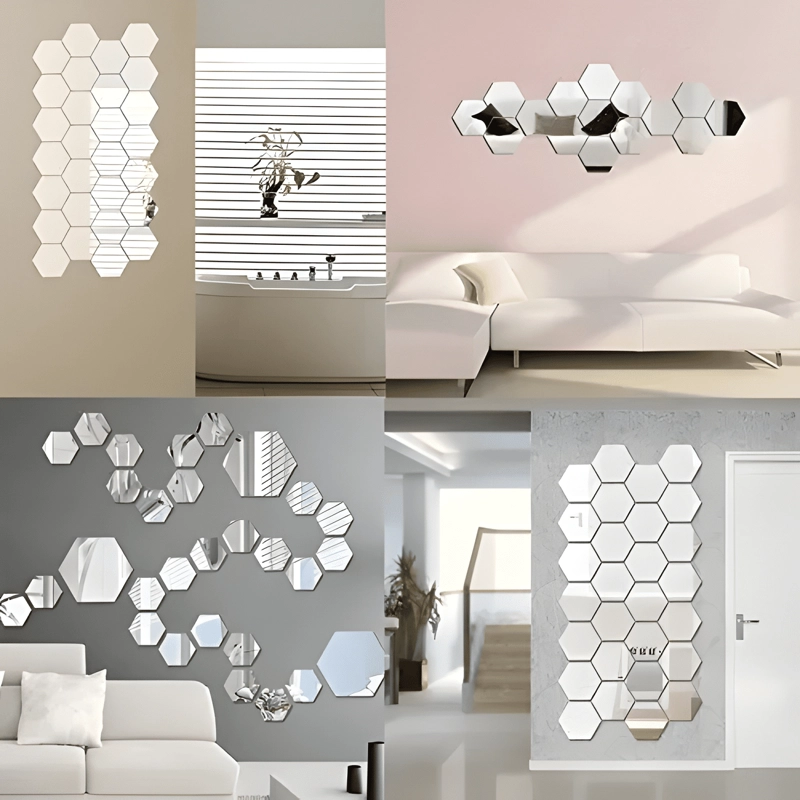 SET ESPEJO 3D ADHESIVO DECORACION VINILO HOGAR - 1