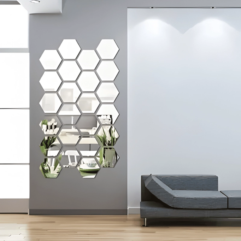 SET ESPEJO 3D ADHESIVO DECORACION VINILO HOGAR - 4