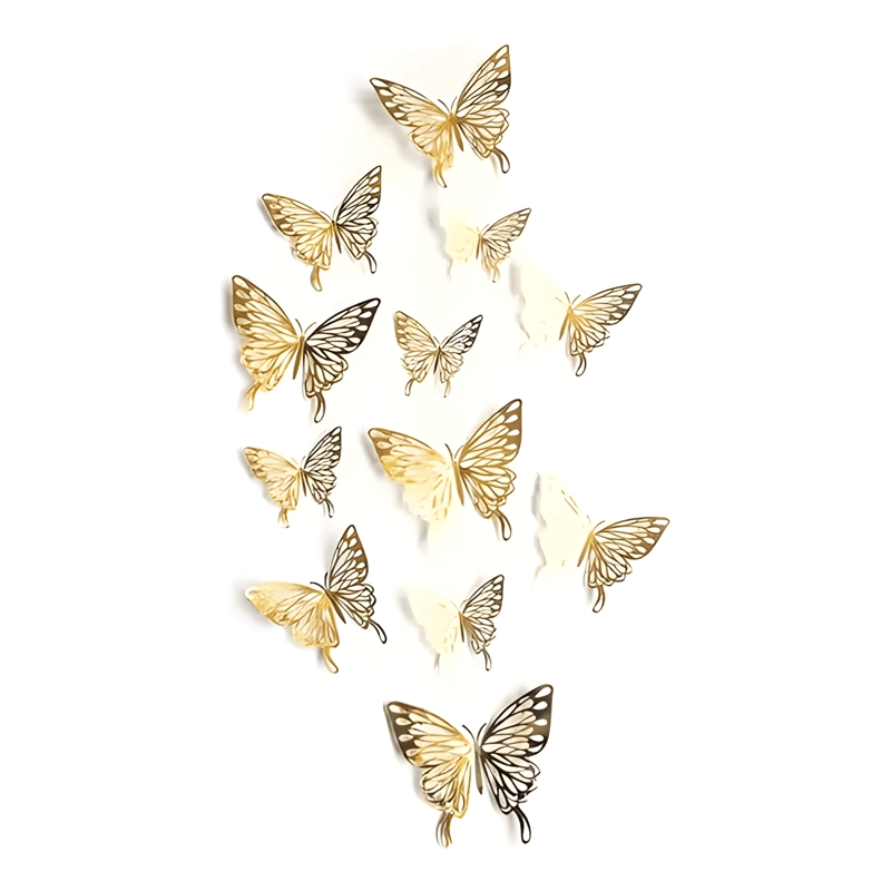 PEGATINAS MARIPOSAS 3D HD SEDUCTION PARED 12 ORO ROSA - 4