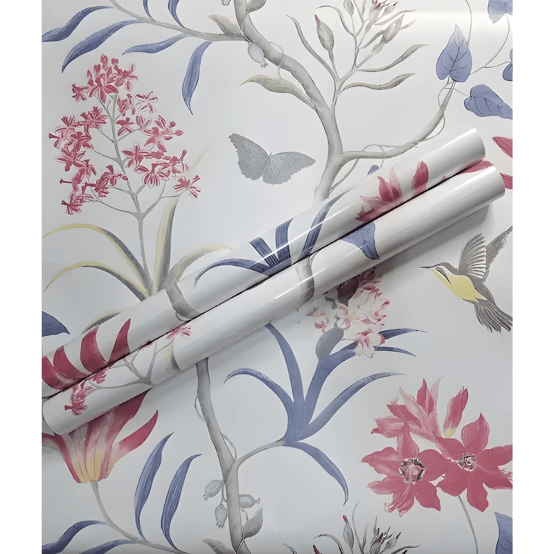 ROLLO VINILO ADHESIVO 10M 60CM DISEÑO AVES BLANCO #2 - 1