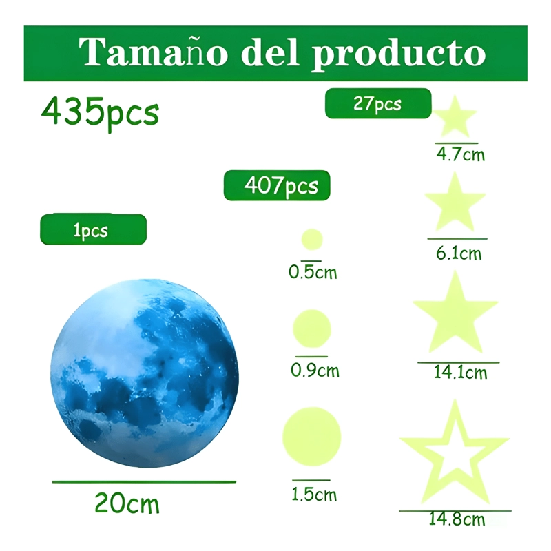 ADHESIVOS FLUORESCENTES DE ESTRELLAS Y LUNAS BRILLANTES #5 - 1