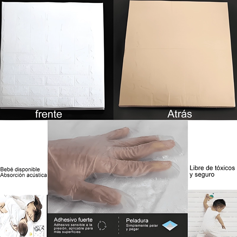 10 PEGATINAS DE PARED DE ESPUMA 3D DE SOLO COLOR #3 - 3