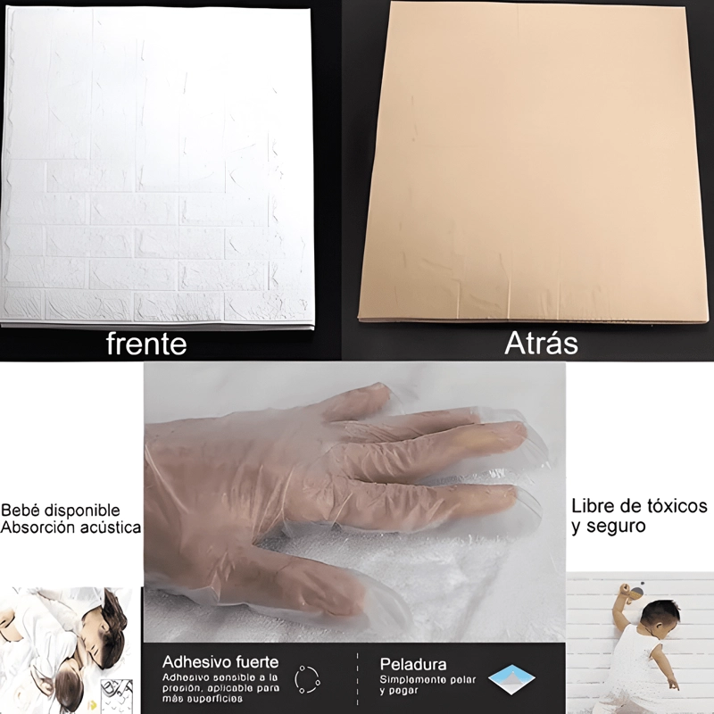 10 PEGATINAS DE PARED DE ESPUMA 3D DE UN SOLO COLOR #1 - 3