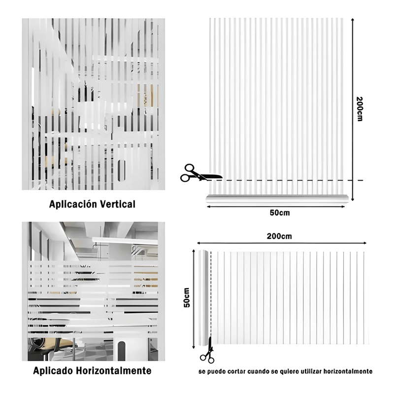 ROLLO VINILO VENTANA VIDRIO 2MTX50CM 3D RAYAS BLANCAS - 2
