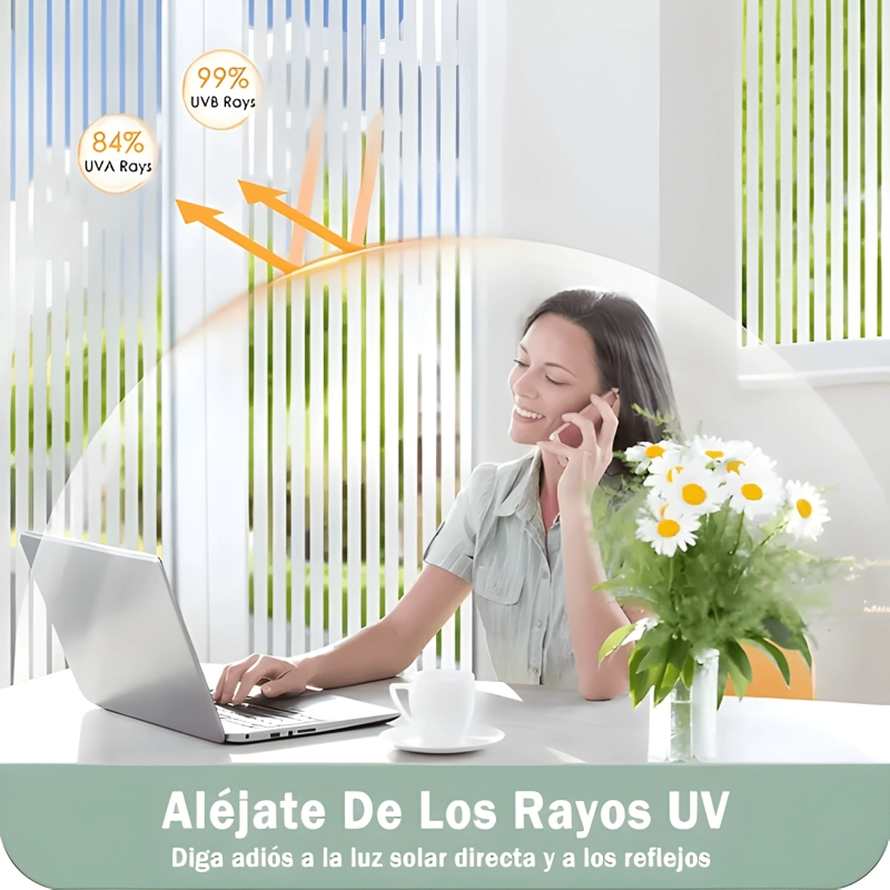 ROLLO VINILO VENTANA VIDRIO 2MTX50CM 3D RAYAS BLANCAS - 4