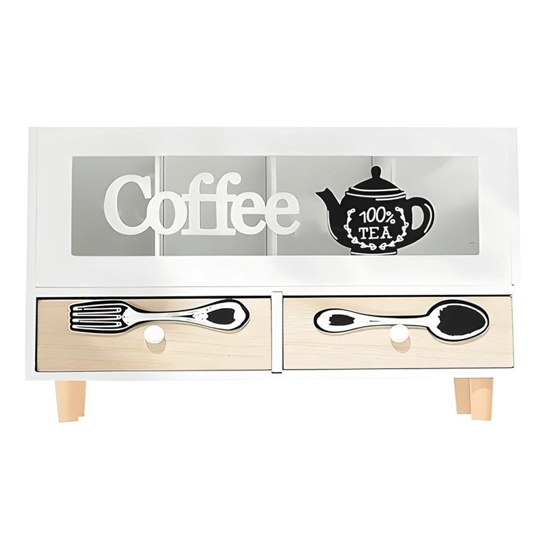 ORGANIZADOR DE CAFE  MADERA 4 CAJONES TE  CAPSULAS UTENSILIOS - 2