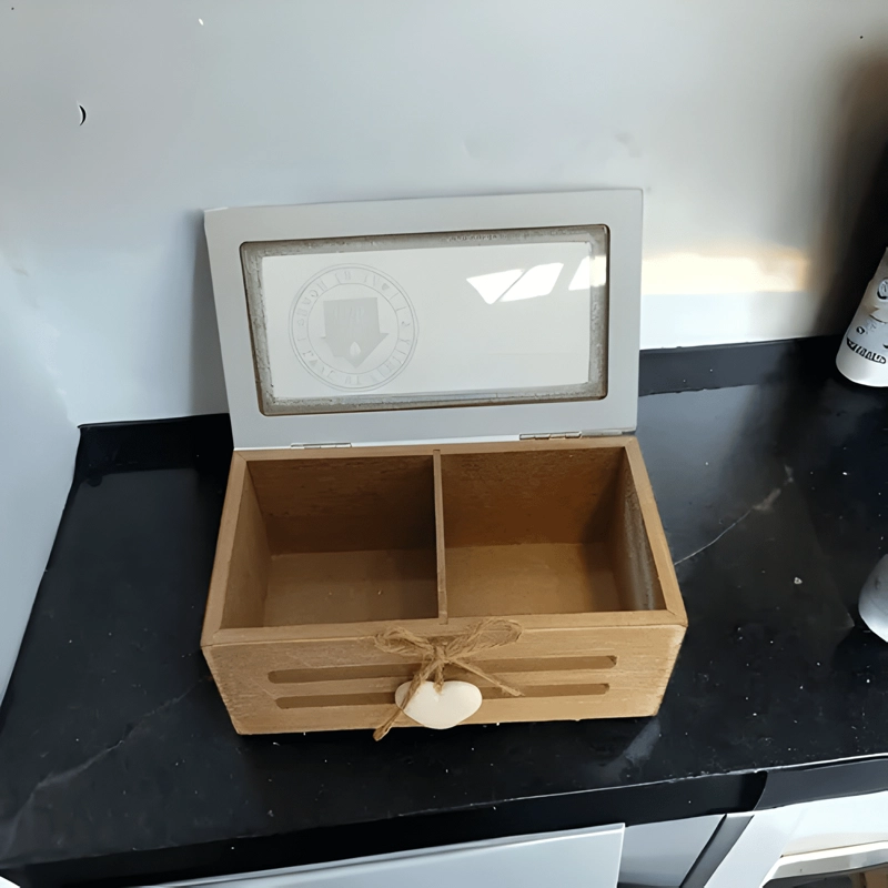 CAJA DE TE  CON 2 DIVISIONES COLOR MARRON #1 - 4