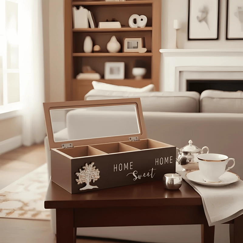 CAJA DE TE  HOME SWEET HOME ARBOL 23X7X9CM - 2