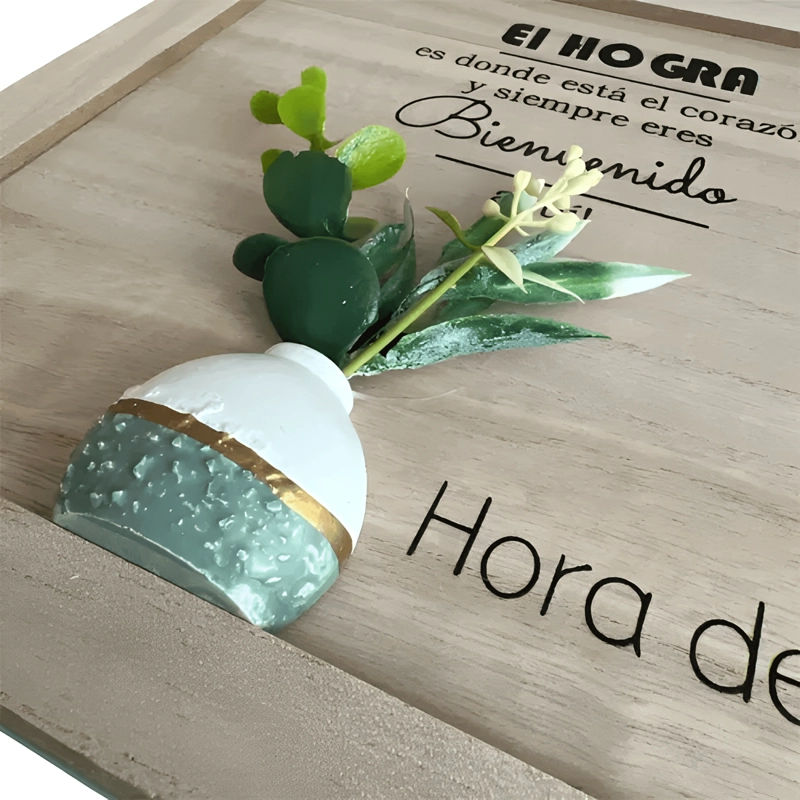 CAJA DE TE  MEDIANA DE MADERA 9 ESPACIOS AZUL - 1