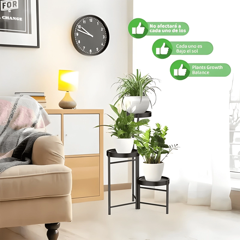 SET ORGANIZADOR 3 PEDESTALES MACETERO DESMONTABLE METAL 66CM - 1