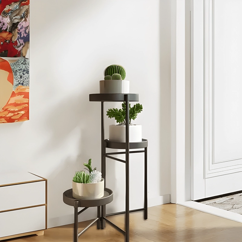 SET ORGANIZADOR 3 PEDESTALES MACETERO DESMONTABLE METAL 66CM - 4