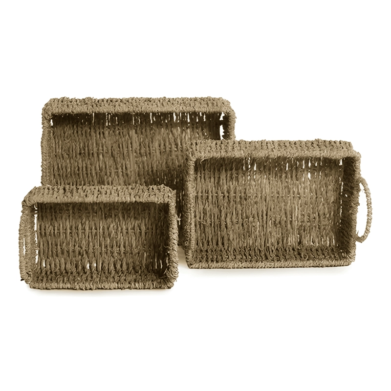 CANASTO ORGANIZADOR DECO ADORNO SET DE 3 FIBRAS NATURALES - 2