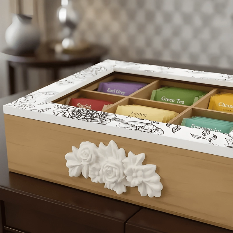 CAJA ORGANIZADORA DE TE  6 COMPARTIMENTOS CON TAPA - 4