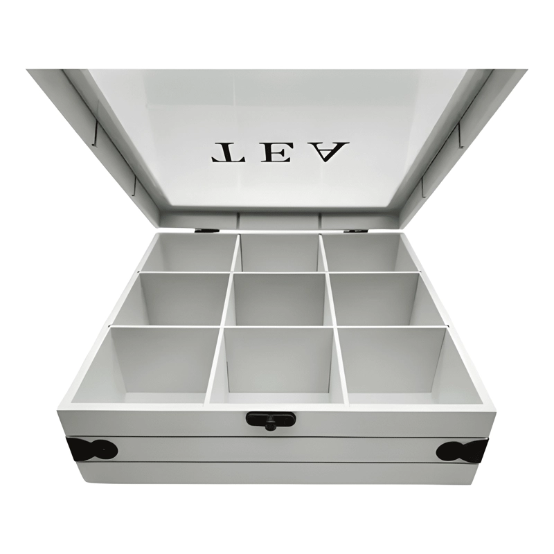 CAJA DE TE  9 DIVISIONES TAPA CON DISEÑO DECORATIVA DECOHOGAR - 2