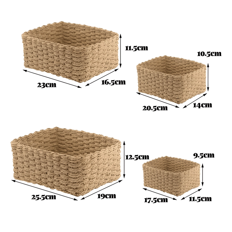 JUEGO DE 4 CESTAS DE PAJA ORGANIZADOR ALMACENAMIENTO HOGAR - 2