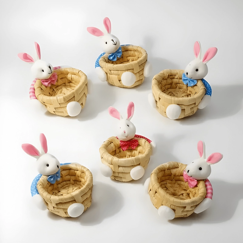 12 CESTAS DE MIMBRE DISEÑO CONEJO PASCUA RESURRECCION #2 - 3