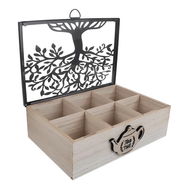 CAJA DE TE  ARBOL 6 DIVISIONES 24X7X16CM - 1