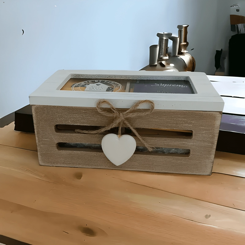CAJA DE TE  CON 2 DIVISIONES COLOR MARRON #4 - 1