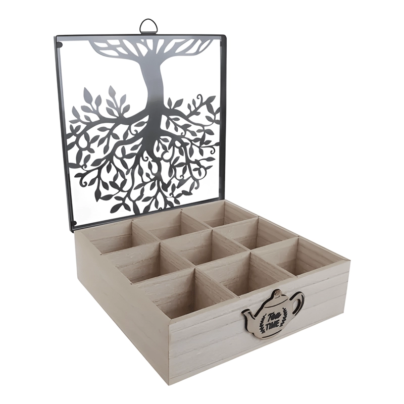 CAJA DE TE  ARBOL 9 DIVISIONES ORGANIZACION HOGAR 24X7X16CM - 2
