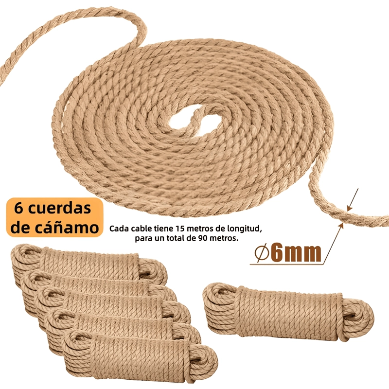 CORDON DE YUTE DE CAÑAMO MANUALIDADES 6MM 90 M 1,6 KG - 1