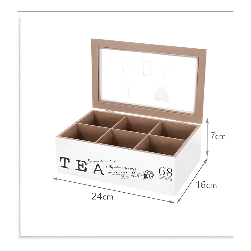 CAJA ORGANIZADORA DE TE  DE MADERA 6 COMPARTIMIENTOS #2 - 2