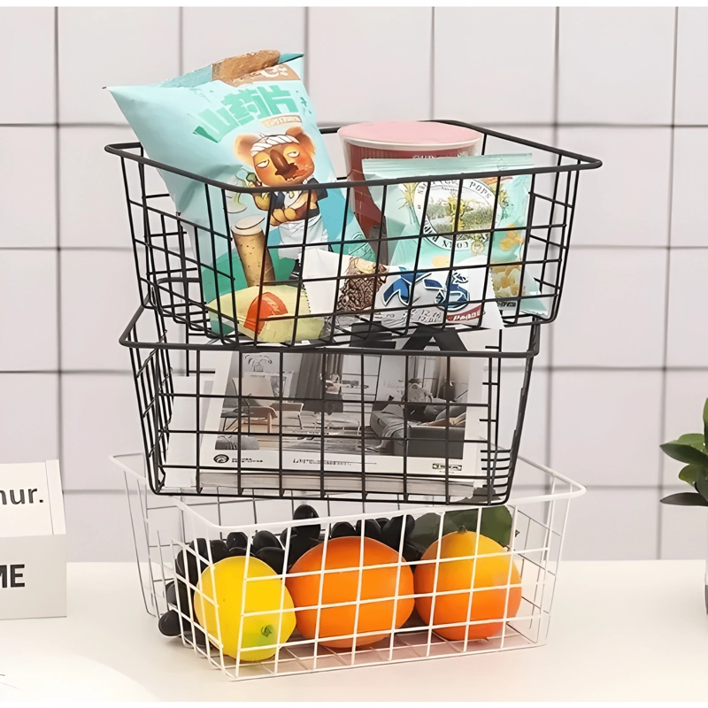 CANASTO ORGANIZADOR CESTA DUCHA COCINA HIERRO L 38X27X14 - 3