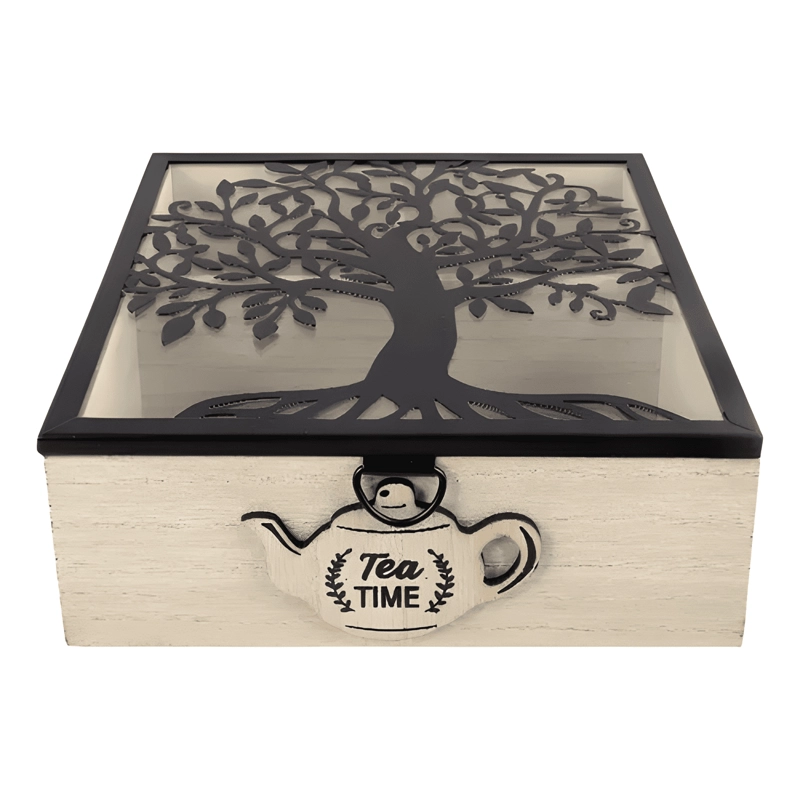 CAJA DE TE  ARBOL METAL 4 DIVISIONES 20X8CM - 1