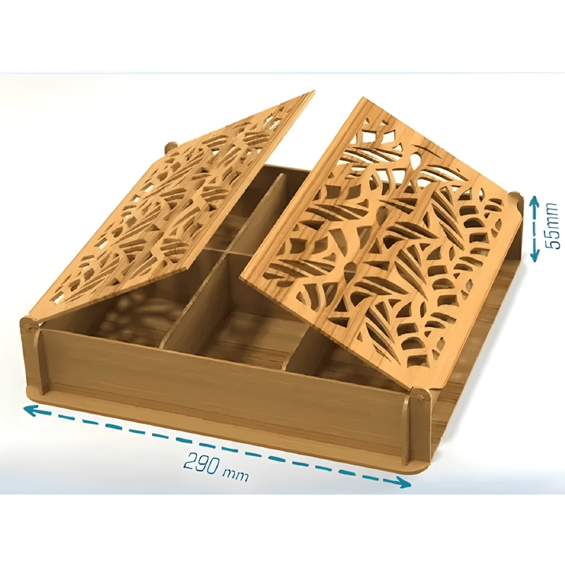 CAJA DE MADERA DE 6 DIVISIONES PARA TE  Y CAFE  CON TAPA - 3