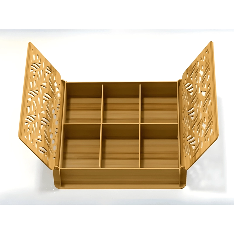 CAJA DE MADERA DE 6 DIVISIONES PARA TE  Y CAFE  CON TAPA - 4