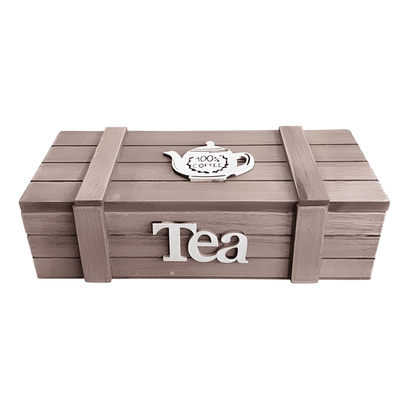CAJA DE TE  MEDIANA DE MADERA 3 ESPACIOS - 1